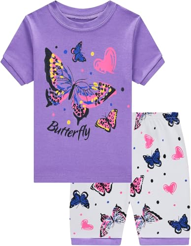 Kleine Mädchen Pyjamas Kinder Schlafanzug Butterfles Kleinkind Kinder Herz Jammies 2Pcs Frühling Lila 92 von Little Hand