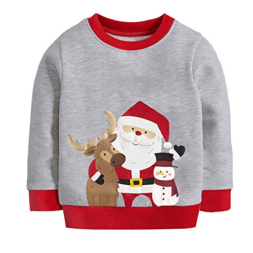 Little Hand Jungen Pullover Sweatshirt Kinder Warme Weihnachtspullover Weihnachtsmann Puli 2-7 Jahre (92, Weihnachtsmann-grau) von Little Hand