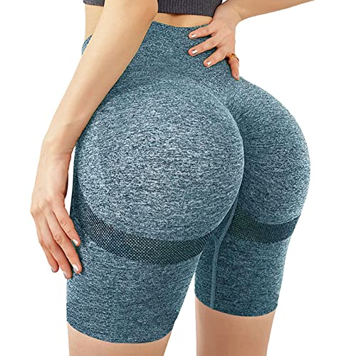 Little Hand Damen Femmes Taille Haute de Sport Kompressionshosen, Wanderhosen, Leggings, Yoga-Shorts, B-Bleu, Small von Little Hand