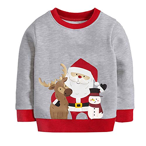 Little Hand Jungen Pullover Sweatshirt Kinder Warme Weihnachtspullover Weihnachtsmann Puli 2-7 Jahre (104, Weihnachtsmann-grau) von Little Hand