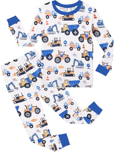 Little Hand Jungen Schlafanzug Kinder Bagger Pyjama Langarm Pyjama Set Sport Bauwagen Zweiteiliger Nachtwäsche 92 von Little Hand