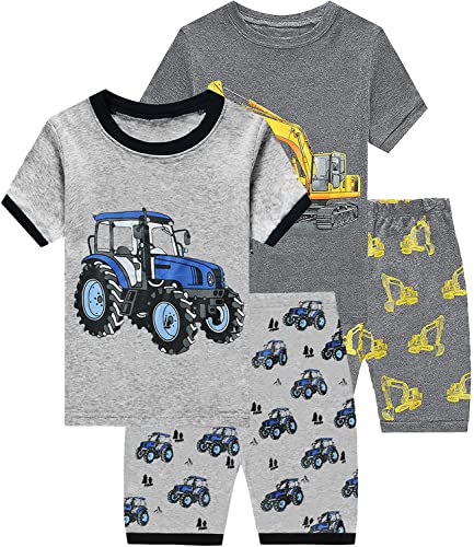 Little Hand Jungen Schlafanzug Kurz Boys Pyjamas Shorts Kinder Sommer Schlafanzug Baumwolle Kurzarm 4-teiliges 104 von Little Hand