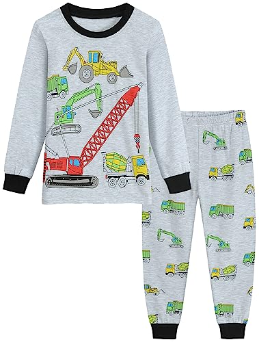 Little Hand Jungen Schlafanzug Langarm Herbst Winter Kinder Nachtwäsche Bagger Schlafanzug 92 von Little Hand