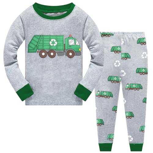 Little Hand Jungen Schlafanzug Langarm Herbst Winter Kinder Nachtwäsche Müllwagen Schlafanzug 98 von Little Hand