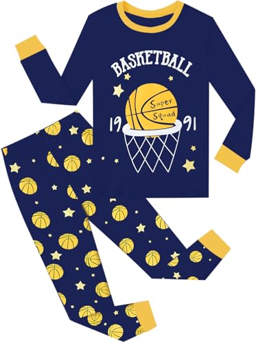 Little Hand Jungen Schlafanzug Langarm Pyjama Set Zweiteiliger Basketball Sport Herbst Schlafanzug Für Jungen 110 von Little Hand