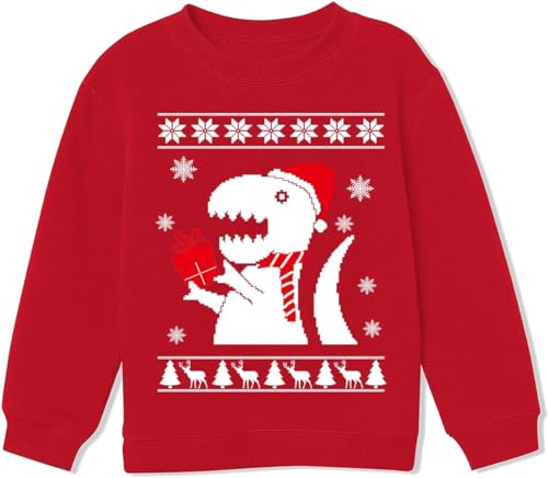 Little Hand Jungen Sweatshirt Weihnachtsdinosaurier Pullover Kinder Warme Weihnachtspullover Weihnachtsmann Oberbekleidung 104 von Little Hand