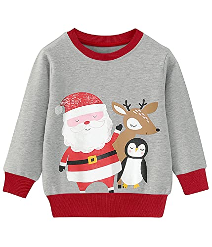 Little Hand Jungen Weihnachts Sweatshirt Kinder Weihnachtspulli Weihnachtspullover Weihnachtsmann Elch Pullover Langarm Shirts 92 von Little Hand