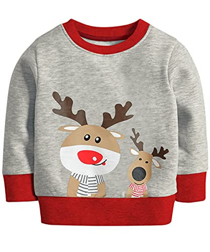 Little Hand Jungen Weihnachts Sweatshirt Kinder Weihnachtspullover Weihnachtspulli Weihnachten Rentier Pullover 2-7 Jahre (Weihnachtselch, 122) von Little Hand