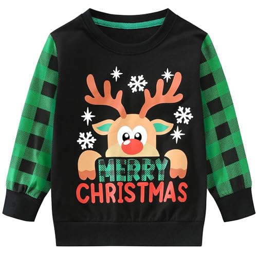 Little Hand Jungen Weihnachts Sweatshirt Weihnachtspullover Kinder Weihnachtspulli Weihnachten Rentier Pullover 116 von Little Hand