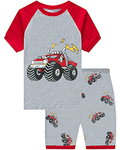 Little Hand Jungs Boys Pyjamas 100% Cotton Digger Pjs Short Sleepwear Toddler Summer Nightwear 2 Piece Outfit Age 1-7 Years Pyjama-Set, 1# Truck, 1-2 von Little Hand