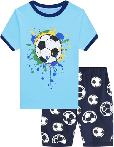 Little Hand Kinder Junge Pyjamas Kind Nachtwäsche Fußball Blau Frühling Baumwolle 2pcs Kausale Set Größe 92 von Little Hand