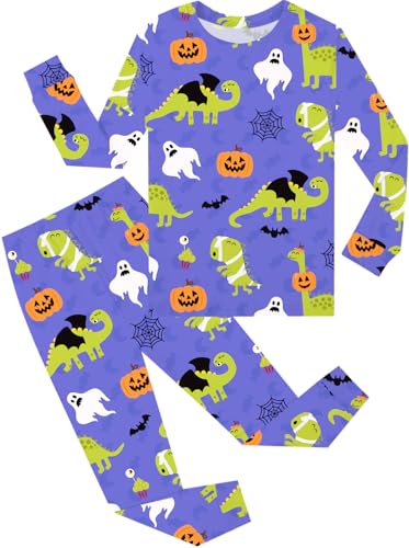 Little Hand Kinder Schlafanzug Jungen Geist Kürbis Langarm Pyjama Set Halloween Dinosaurier Bekleidungsset 116 von Little Hand