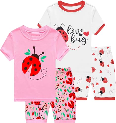 Little Hand Kinder Schlafanzug Mädchen Kurz Sommer Nachtwäsche Zweiteilig Einhorn Flamingo Katze Kurzer Pyjamas Baumwolle 110 von Little Hand