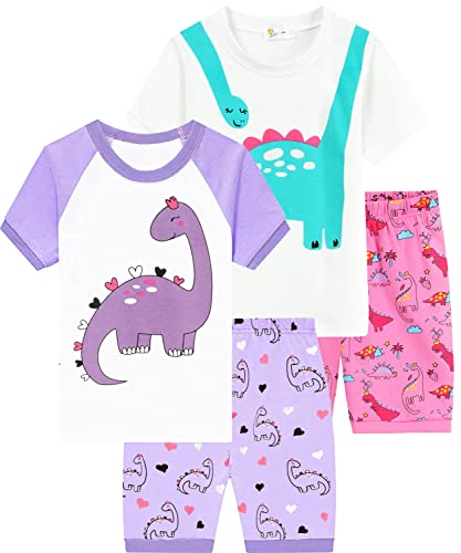 Little Hand Kinder Schlafanzug Mädchen Kurz Sommer Nachtwäsche Zweiteilig Einhorn Flamingo Katze Kurzer Pyjamas Baumwolle 110 von Little Hand