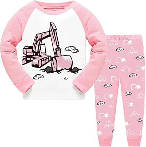 Little Hand Mädchen Ensemble de Pyjama à Manches Longues à imprimé Dessin animé Pour Filles Pyjama-Sets, Excavatrice 1, von Little Hand