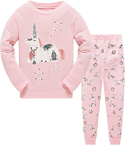 Little Hand Mädchen Ensemble de Pyjama à Manches Longues à imprimé Dessin animé Pour Filles Pyjama-Sets, Licorne 6, von Little Hand