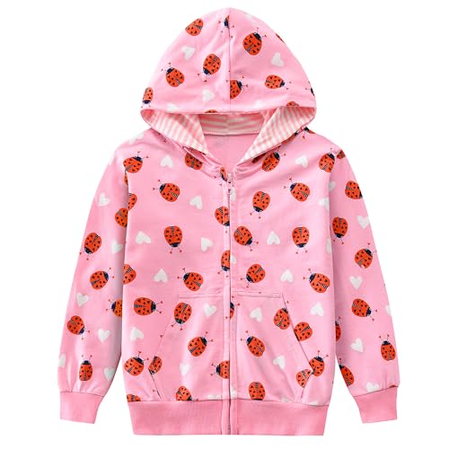 Little Hand Mädchen Hoodie Sweatjacke Kapuzenjacke Kapuzenpullover Langarm Baumwolle Kinder Regenbogen Pullover Hoody Sweatshirt mit Reißverschluss 104 von Little Hand