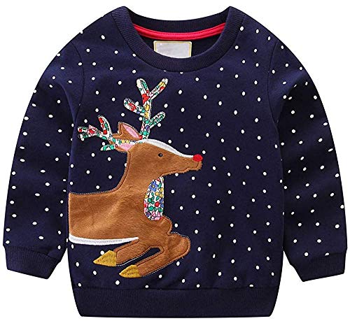 Little Hand Mädchen Pullover Sweatshirt Kinder Warme Weihnachtspullover Weihnachtsmann Puli 104 von Little Hand