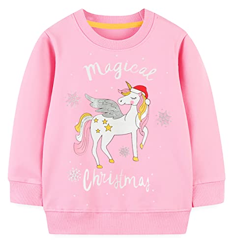 Little Hand Mädchen Pullover Sweatshirt Kinder Warme Weihnachtspullover Weihnachtsmann Puli 110 von Little Hand