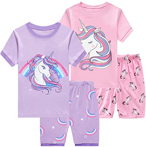 Little Hand Mädchen Schlafanzug Kurz Girls Pyjamas Shorts Kinder Sommer Schlafanzug Sets 104 von Little Hand