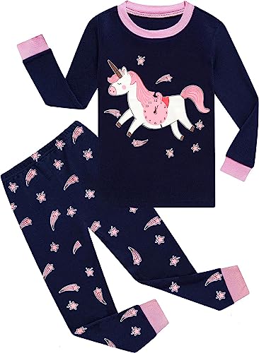 Mädchen Schlafanzug Lang Einhorn Zweiteiliger Baumwolle Kinder Pyjamas Langarm Kleinkind Winter Kleidung 92 98 104 110 116 122 von Little Hand