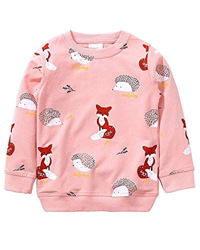 Little Hand Mädchen Sweatshirt für Kinder Baumwolle Top Casual Jumper Kleinkind Langarm Pullover, 128 / HerstellerGröße: 140, 1-rosa von Little Hand