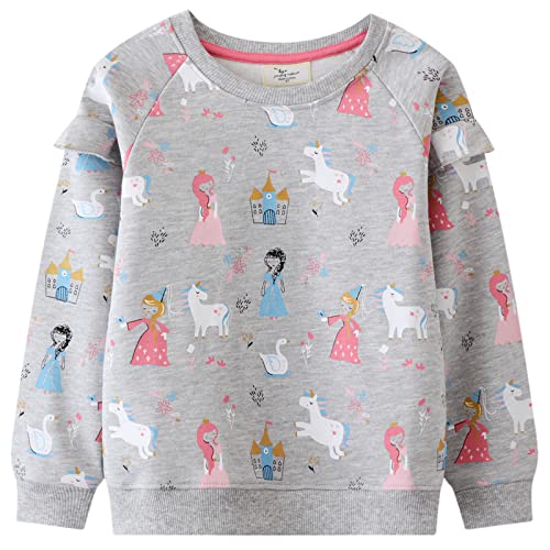 Little Hand Mädchen Sweatshirt für Kinder Baumwolle Top Casual Jumper Kleinkind Langarm Pullover 116 von Little Hand