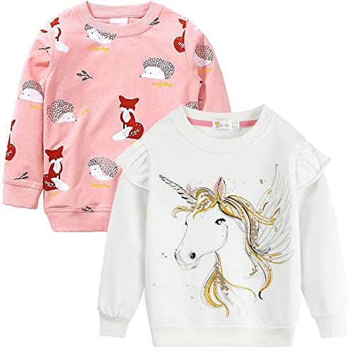 Little Hand Mädchen Sweatshirt für Kinder Baumwolle Top Casual Jumper Kleinkind Langarm Pullover 122 2Sätze von Little Hand