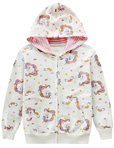 Little Hand Mädchen Zip Up Hoodie Sweatjacke Kapuzenjacke Kapuzenpullover Langarm Baumwolle Kinder Einhorn Pullover Hoody Sweatshirt mit Reißverschluss 1-7 Jahre 92-122 von Little Hand