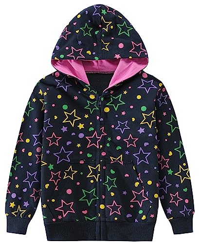 Little Hand Mädchen Zip Up Hoodie Sweatjacke Kapuzenjacke Kapuzenpullover Langarm Baumwolle Kinder Einhorn Pullover Hoody Sweatshirt mit Reißverschluss 116 von Little Hand