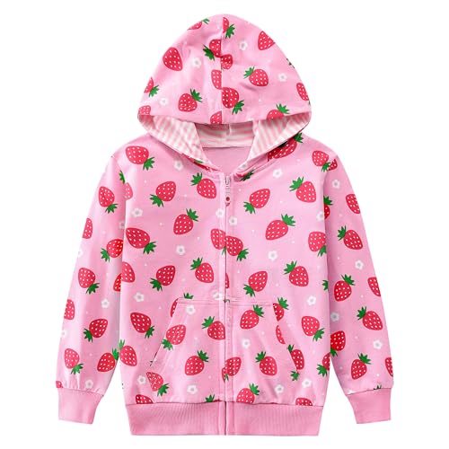 Little Hand Mädchen Zip Up Hoodie Sweatjacke Kapuzenjacke Kapuzenpullover Langarm Baumwolle Kinder Regenbogen Pullover Hoody Sweatshirt mit Reißverschluss 116 von Little Hand