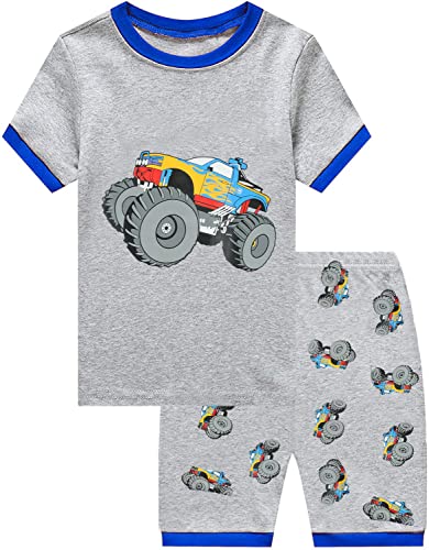 Little Hand Schlafanzug Junge Kurz Bagger Pyjamas Zweiteiliger Baumwolle Kinder Sommer Kurze Dinosaurier Traktor Schlafanzug 92 98 104 110 116 122 von Little Hand