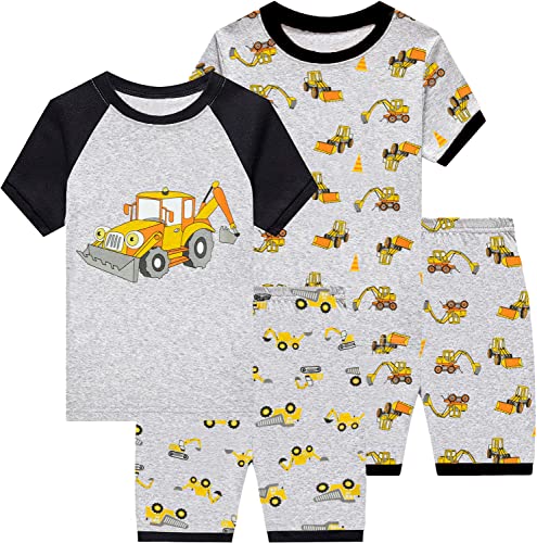 Little Hand Schlafanzug Junge Kurz Bagger Pyjamas Zweiteiliger Baumwolle Kinder Sommer Kurze Dinosaurier Traktor Schlafanzug 92 98 104 110 116 122 von Little Hand