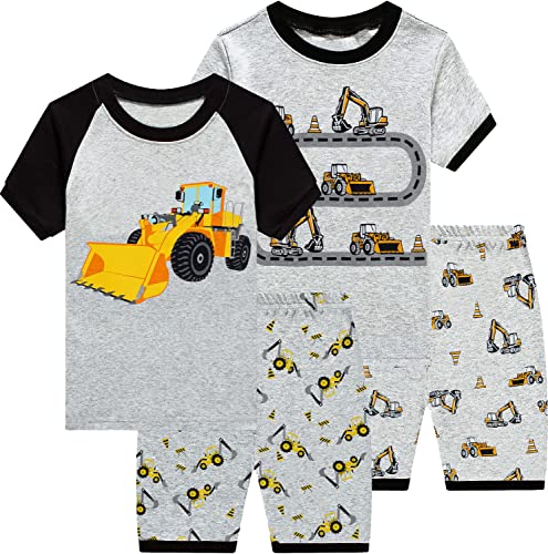 Little Hand Schlafanzug Jungen Kurz Kinder Sommer Zweiteiliger Baumwolle Bagger Motorrad Flugzeug Kurzer Pyjamas Nachtwäsche 110 von Little Hand