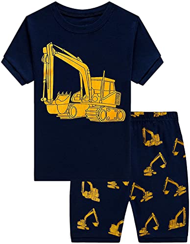 Little Hand Schlafanzug Jungen Kurz Kinder Sommer Zweiteiliger Baumwolle Dinosaurier Bagger Motorrad Flugzeug Kurzer Pyjamas Nachtwäsche 92 98 104 110 116 122 von Little Hand