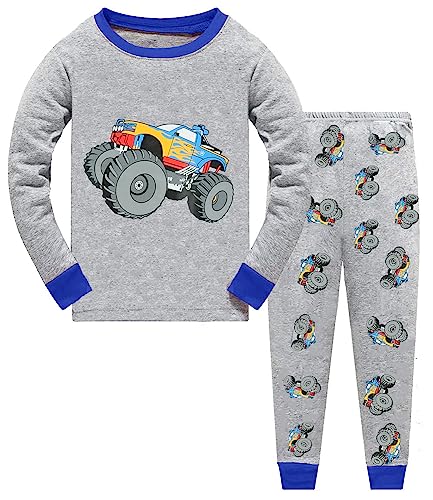 Little Hand Schlafanzug Jungen Langarm Zweiteiliger Baumwolle Kinder Nachtwäsche Traktor Bagger Feuerwehrauto 92 98 104 110 116 122 von Little Hand