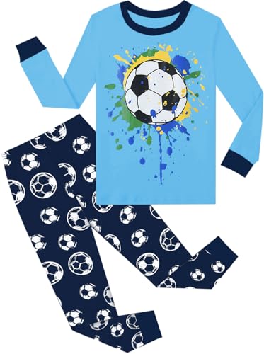 Little Hand Schlafanzug Kinder Jungen Langarm Pyjama Set Fußball Nachtwäsche Herbst Schlafanzug Jungen 2 Pieces 98 von Little Hand
