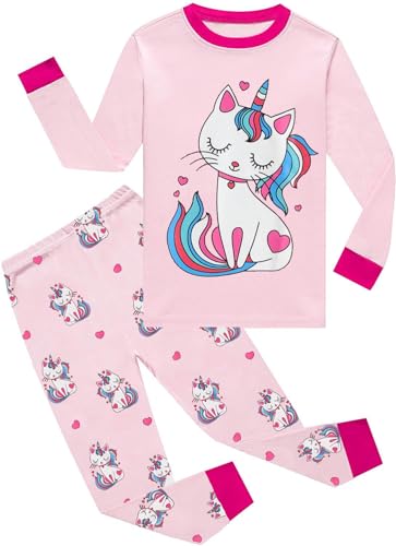 Little Hand Schlafanzug Mädchen Lang Prinzessin Kinder Zweiteiliger Baumwolle Ärmel Nachtwäsche T-Shirt und Hose 104 von Little Hand