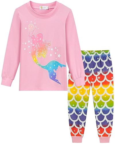 Little Hand Schlafanzug Mädchen Lang Prinzessin Kinder Zweiteiliger Baumwolle Ärmel Nachtwäsche T-Shirt und Hose 104 von Little Hand