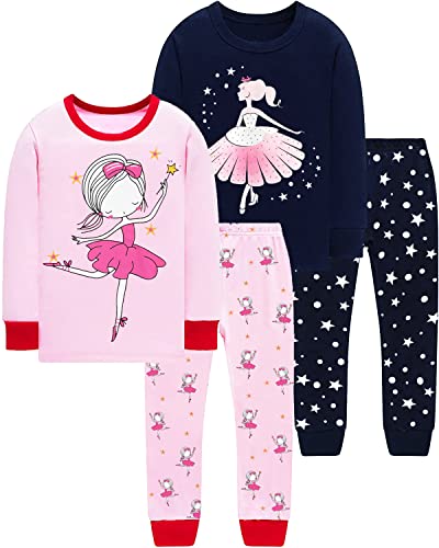 Little Hand Schlafanzug Mädchen Lang Prinzessin Kinder Zweiteiliger Baumwolle Ärmel Nachtwäsche T-Shirt und Hose 122 von Little Hand