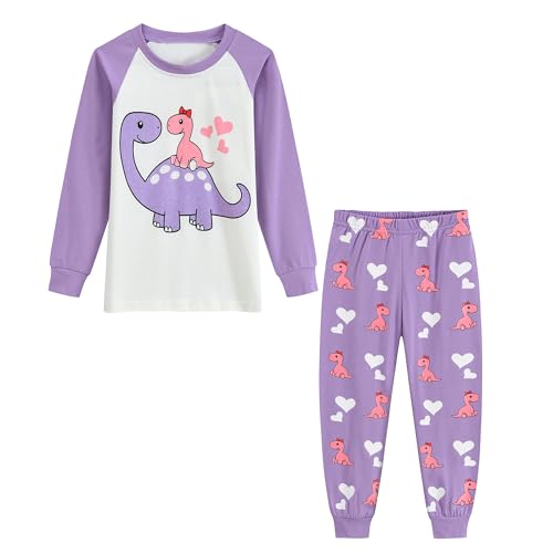 Mädchen Schlafanzug Lang Dinosaurier Zweiteiliger Baumwolle Kinder Pyjamas Langarm Kleinkind Winter Kleidung 92 98 104 110 116 122 von Little Hand