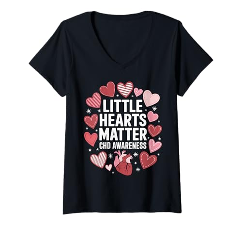Damen Little Heart Matter CHD Awareness Funny Open Heart Chirurgie T-Shirt mit V-Ausschnitt von Little Heart Matter CHD Awareness Funny
