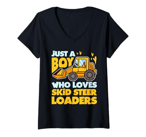 Damen Skid sMotiver Loader, Design für Enthusiasten T-Shirt mit V-Ausschnitt Damen Skid sMotiver Loader, Design für Enthusiasten T-Shirt mit V-Ausschnitt von Little Loader Lovers