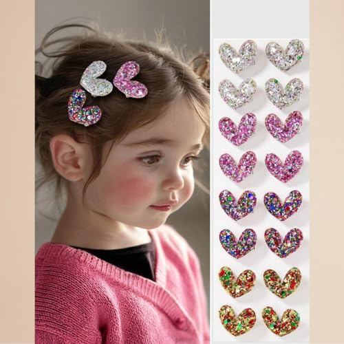 10-teiliges Kinder-Haarschleifen-Clip-Set, kleine Mädchen, Kinder-Haarnadel, Haargummis, Haarschmuck für Geburtstag, Kindertag, Geschenk (15 Herz-Clips) von Little Loom Big Dreams