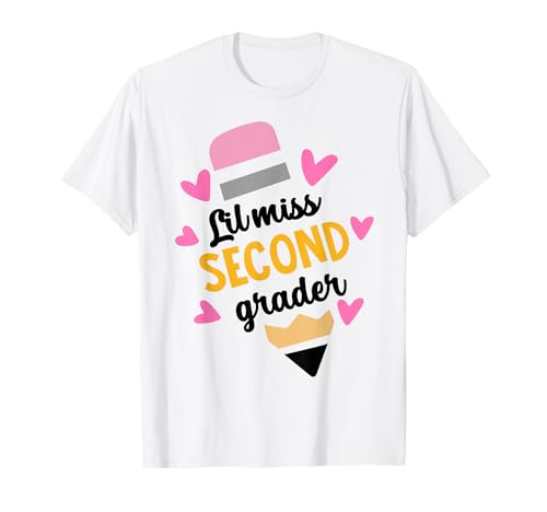 Little Miss 2nd Grade Bleistift Kokette Back to School Girls T-Shirt von Little Miss Back To School
