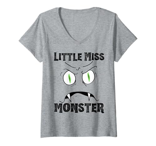 Damen Little Miss Monster Halloween Kostüm Mädchen Lustig Mädchen Gruselig T-Shirt mit V-Ausschnitt Damen Little Miss Monster Halloween Kostüm Mädchen Lustig Mädchen Gruselig T-Shirt mit V-Ausschnitt von Little Miss Monster Halloween Costume Girl Funny