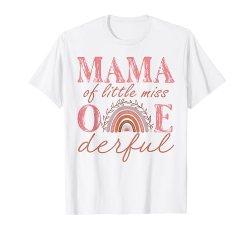 Mama von Little Miss Onederful zum 1. Geburtstag, Boho Rainbow T-Shirt von Little Miss Onederful Birthday Matching Family