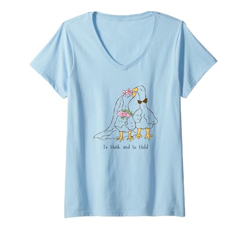 Damen Lustige Hochzeitsgans zum Honk and to Hold Mr. Mrs. Silly Goose T-Shirt mit V-Ausschnitt Damen Lustige Hochzeitsgans zum Honk and to Hold Mr. Mrs. Silly Goose T-Shirt mit V-Ausschnitt von Little Miss Silly Goose Shirts by Southerngal