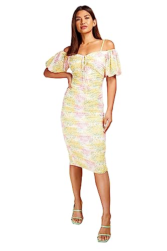 Little Mistress Damen Blossom Mesh Midi Kleid für besondere Anlässe, Multi, 38 von Little Mistress