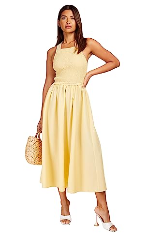 Little Mistress Damen Buttergeraffte Midaxi Lässiges Kleid, Butter, 40 von Little Mistress